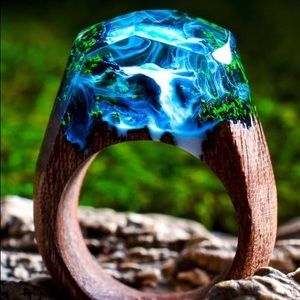 Azure Falls Secret Wood Ring size 6.5